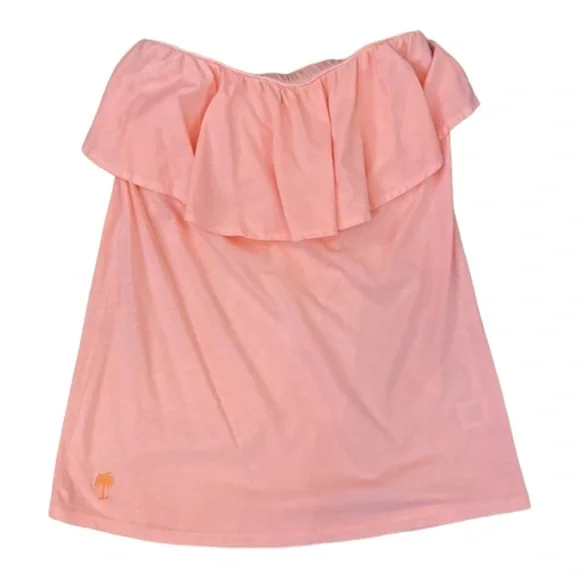 Lilly Pulitzer Strapless Ruffled Wiley Tube Top - Pink | Peach | Navy - Size XS - Picture 5 of 17